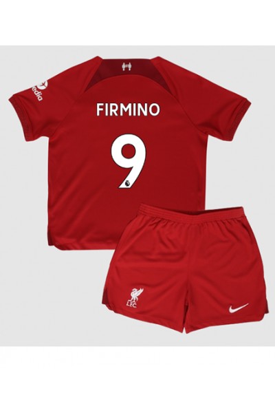 Fotbalové Dres Liverpool Roberto Firmino #9 Dětské Domácí Oblečení 2022-23 Krátký Rukáv (+ trenýrky)
